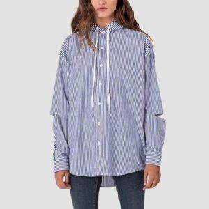 Carmar Hooded Striped Shirt With Side Zip small